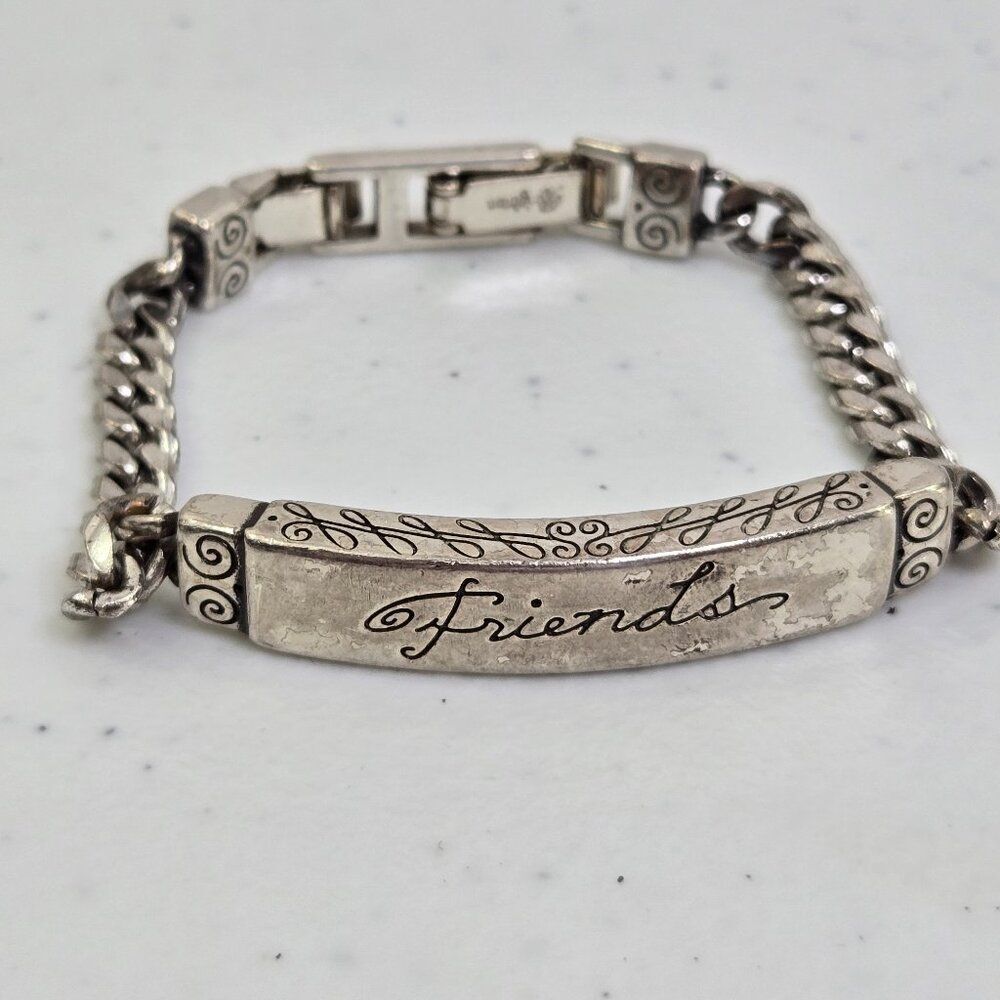 Brighton‎ Women’s ID Bracelet Silver Plated Etched Friendship Bar Link Chain